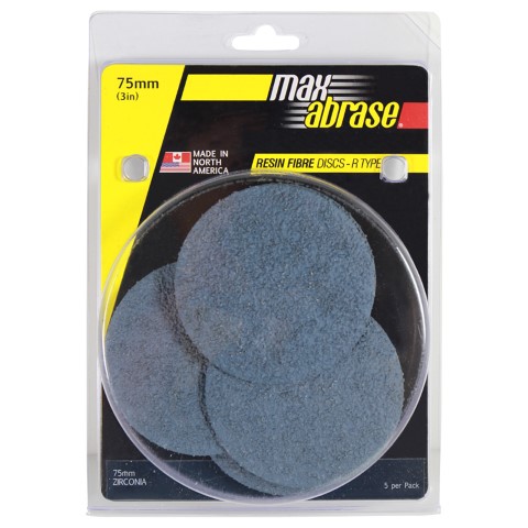 MAXABRASE CARDED 5 PACK 75MM X Z36 MINI GRINDING DISC R TYPE ZIRC GRIT